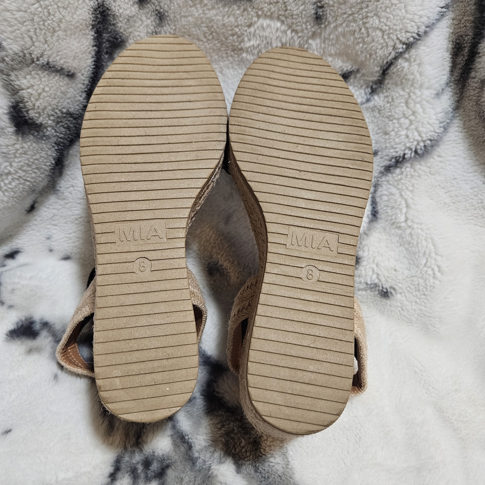 MIA Black and Tan Wedge Sandals - Picture 9 of 9